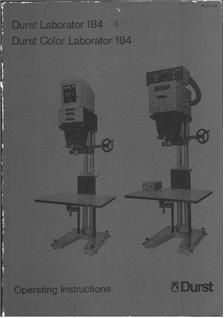 Durst Laborator L 184 manual. Camera Instructions.